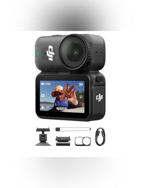 DJI Action 2 Camera in Black with Green Cable Accent
